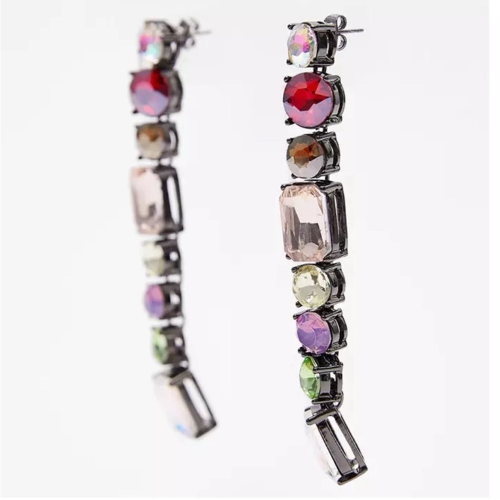 Multicolored Crystal Dangle Earrings - image 2